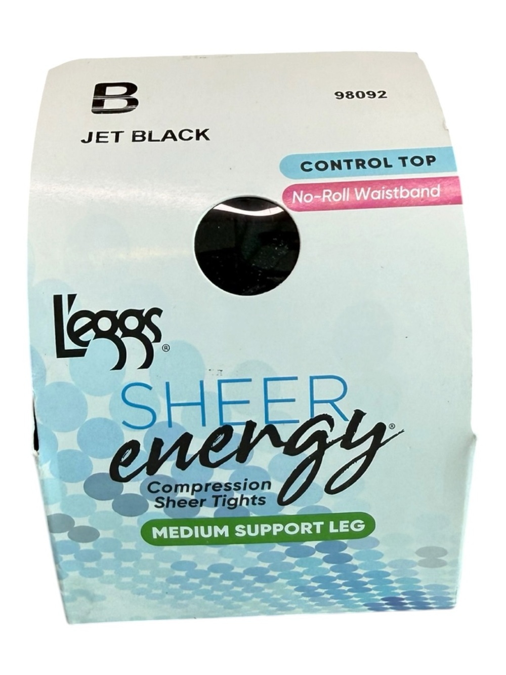 L'eggs Sheer Energy Medium Support Control Top Compression Tights Jet Black B